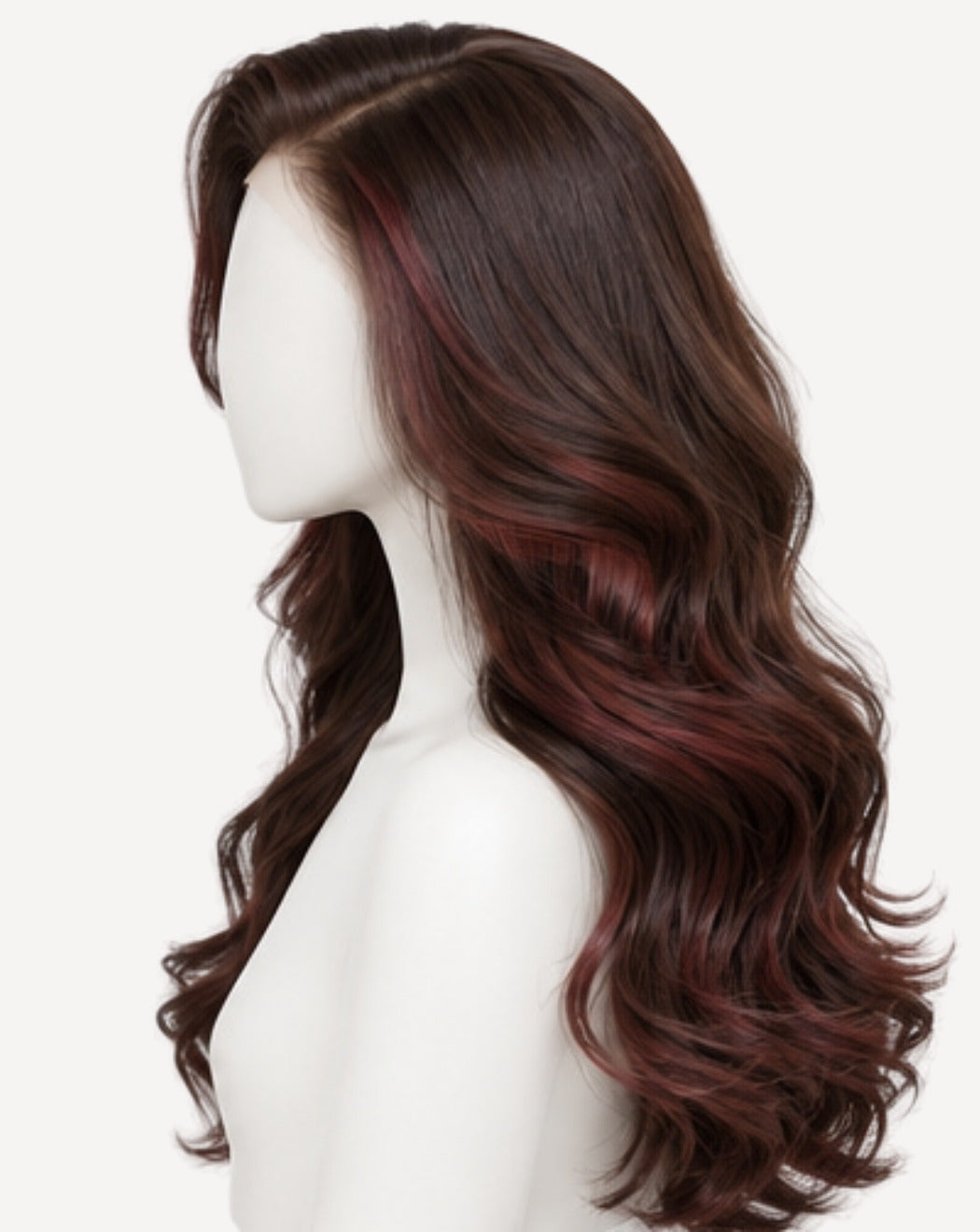 Brunet cu Reflexe Vișinii 70 cm - Perucă Front Lace BuenoBia