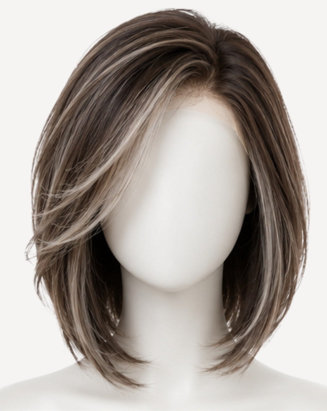 Șaten cu Șuvițe Blonde 40 cm - Perucă Front Lace BuenoBia