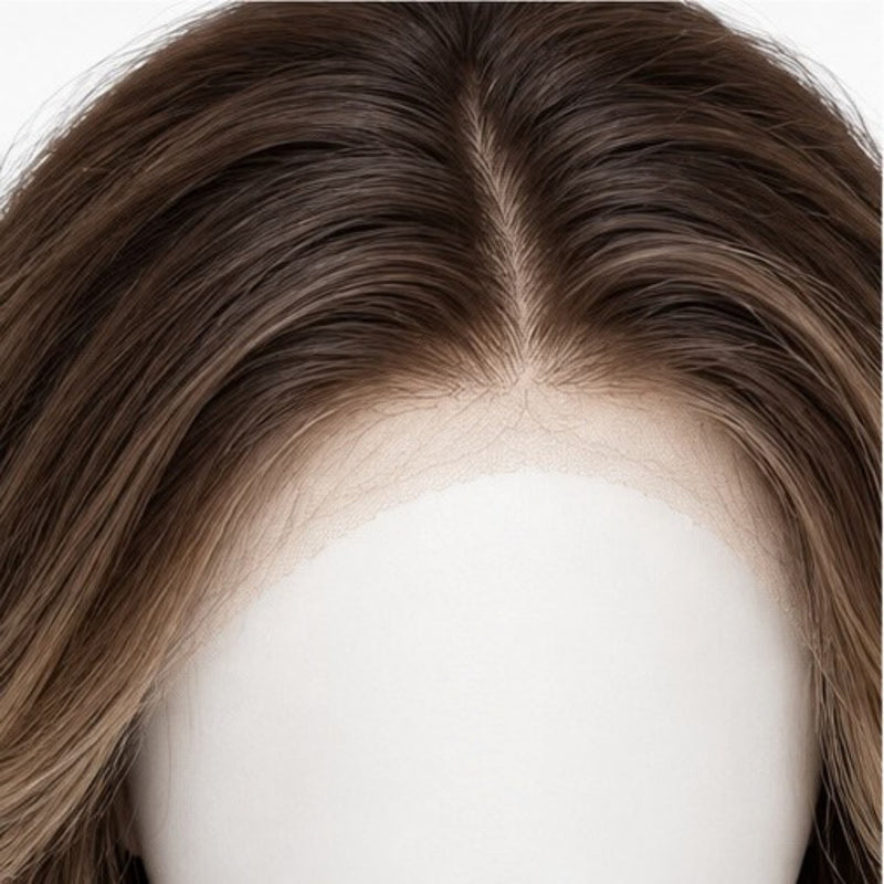 Detaliu Front Lace - Balayage Șaten cu Blond 80 cm BuenoBia