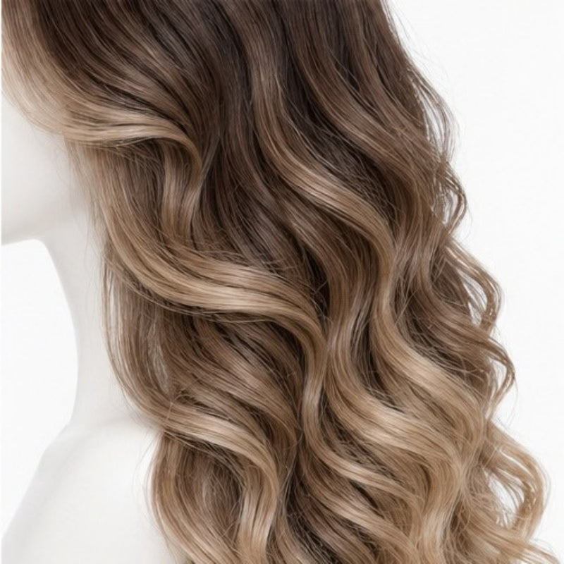 Detaliu lateral - Balayage Șaten cu Blond 80 cm BuenoBia