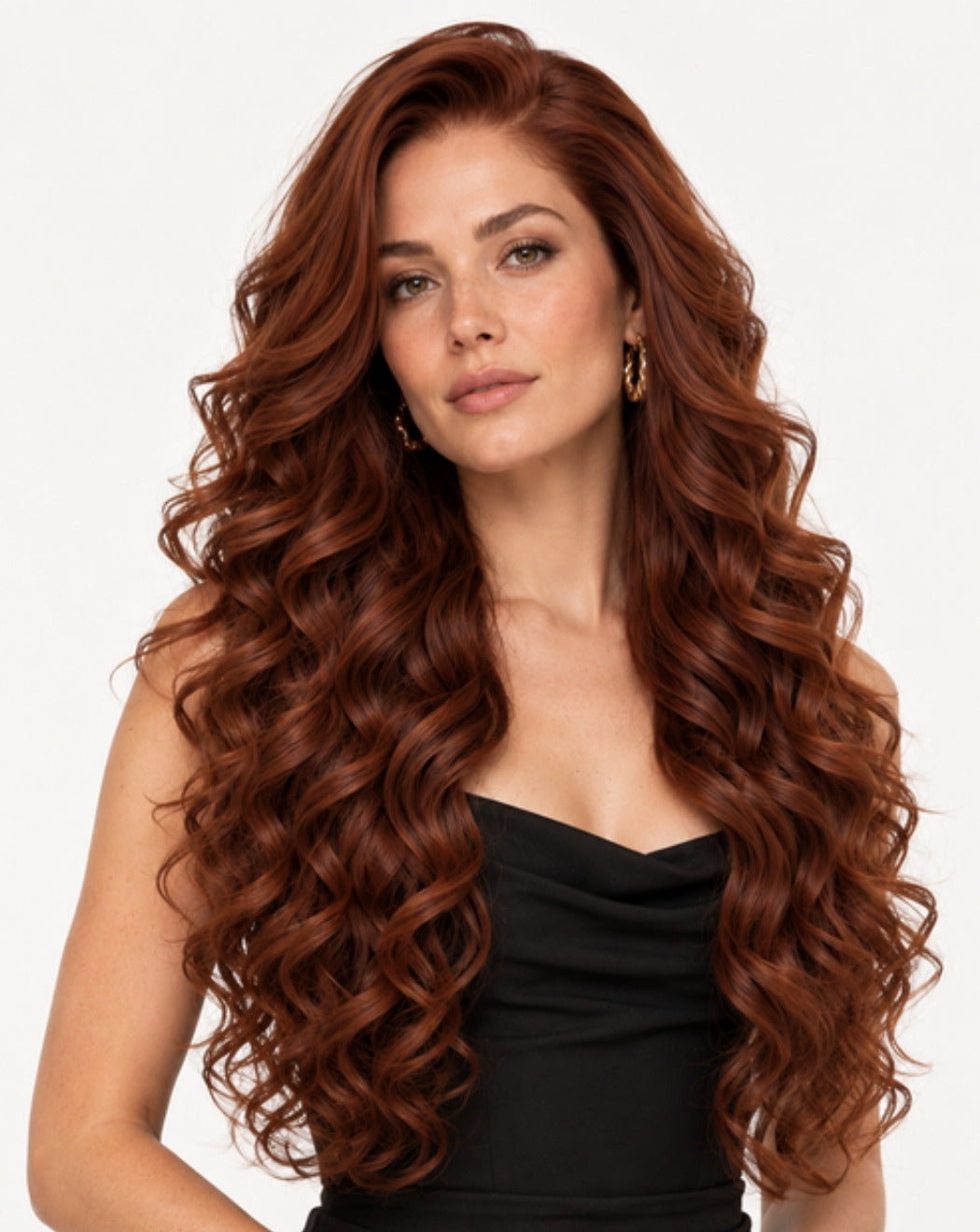 Roșcat Arămiu Intens 80 cm - Perucă Front Lace BuenoBia