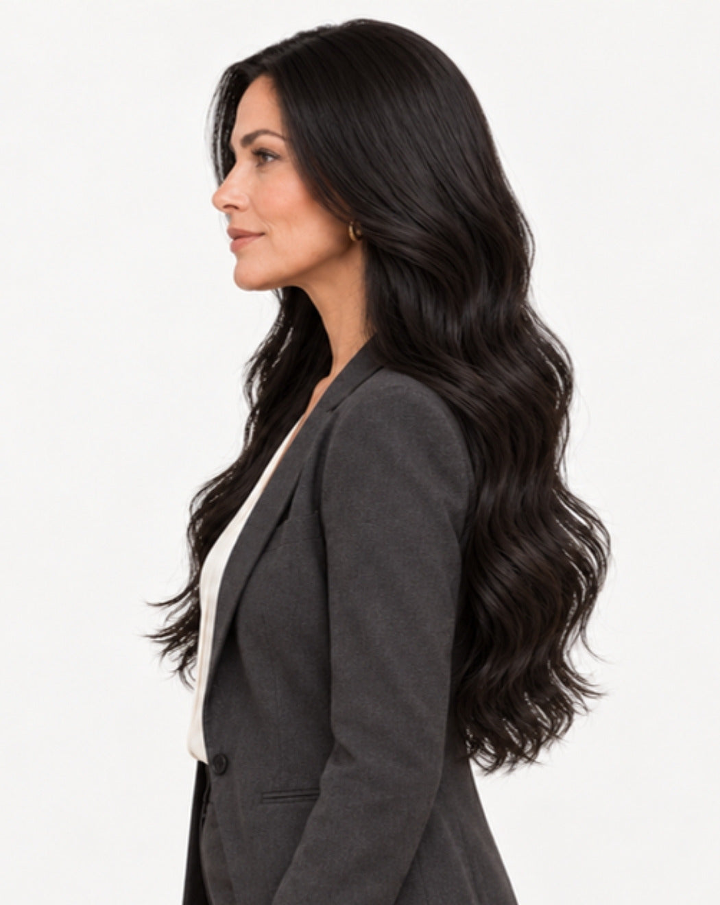 Negru Natural 75 cm - Perucă Front Lace BuenoBia