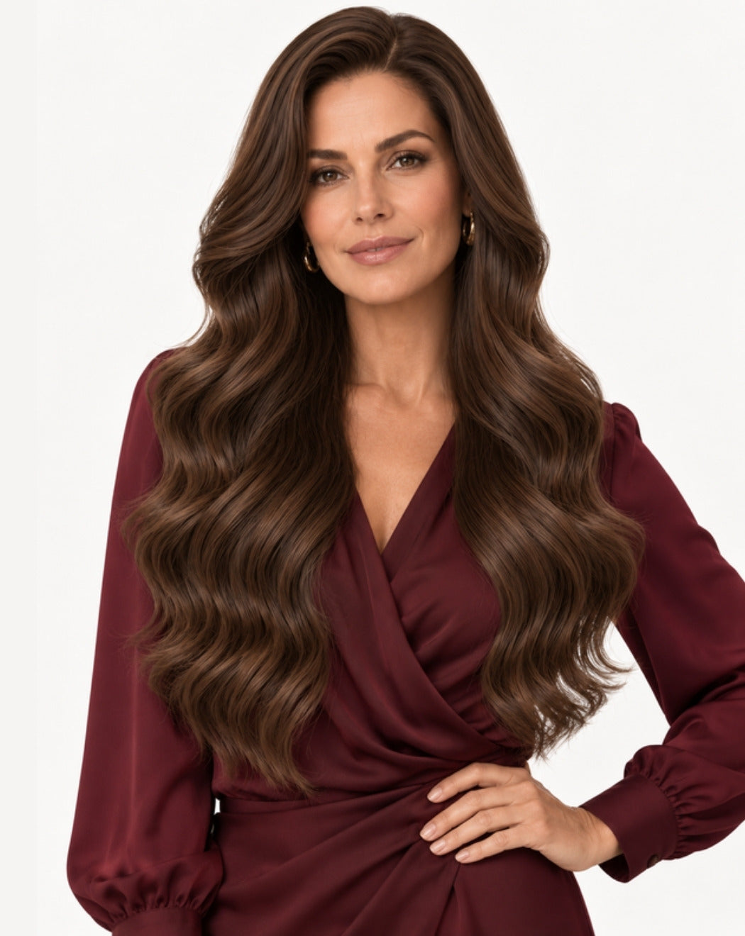 Șaten Ciocolată Cald 70 cm - Perucă Front Lace BuenoBia