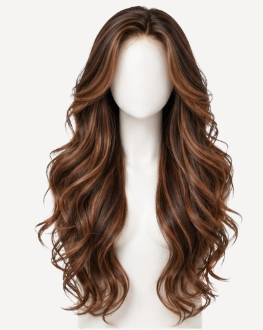 Șaten cu Șuvițe Arămii 75 cm - Perucă Front Lace BuenoBia