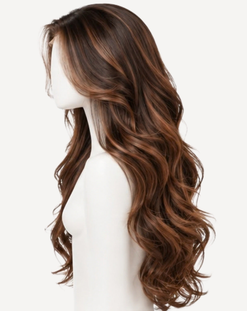 Șaten cu Șuvițe Arămii 75 cm - Perucă Front Lace BuenoBia