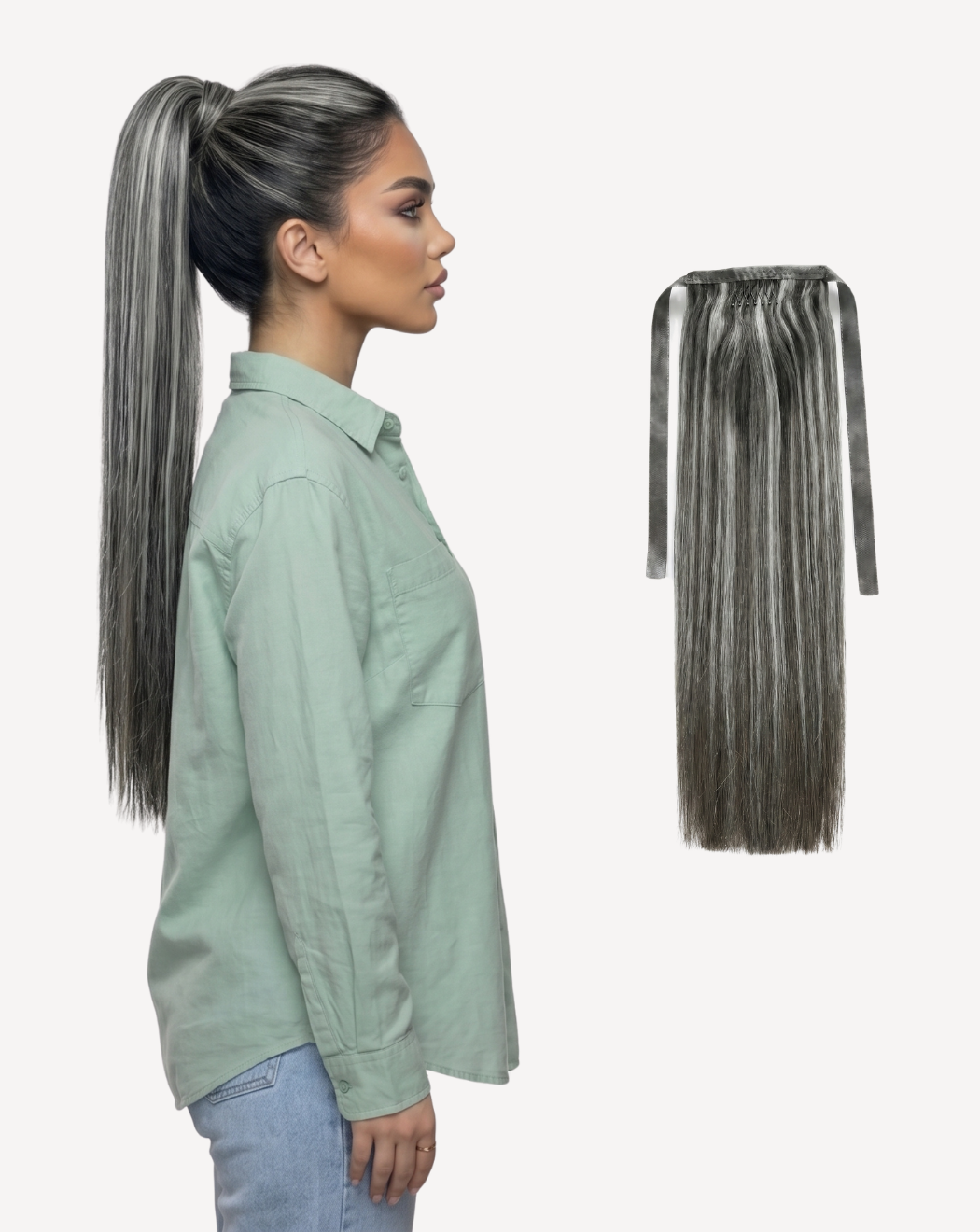 Extensii Coadă Volum Simplu - BALAYAGE 1-GRAY | BuenoBia