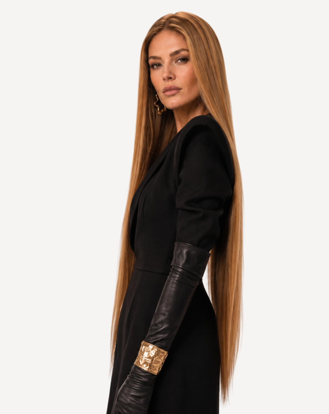 Perucă profesională Front Lace – Păr Natural, Șaten Auriu 12, 80 cm | BuenoBia