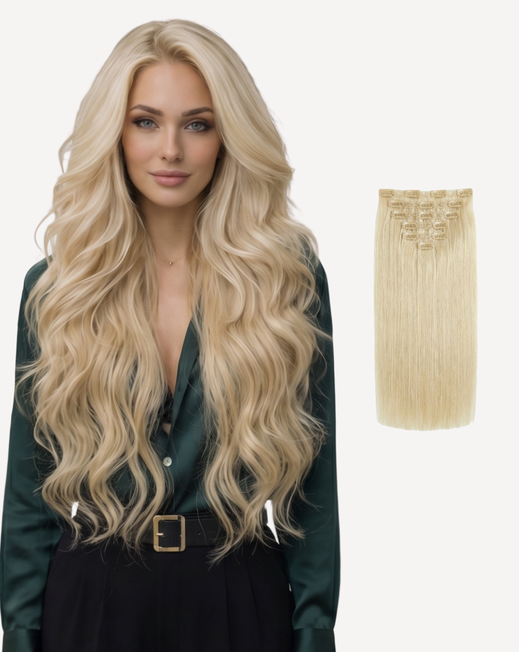Extensii Clip On MegaVolum - Blond Auriu Deschis 1001 | BuenoBia