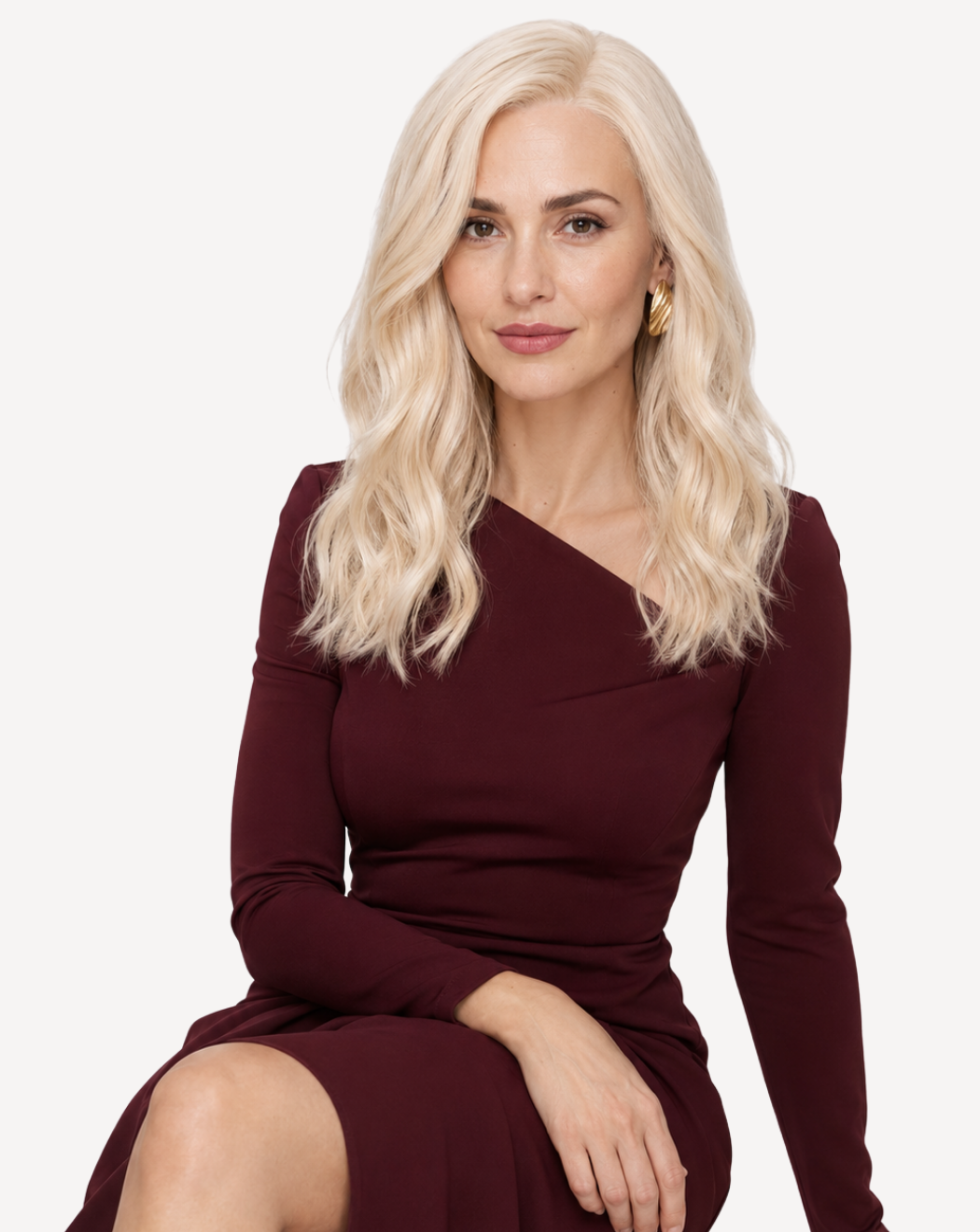 Perucă profesională Front Lace - Păr Natural, Blond Platinat 60A, 45 cm | BuenoBia