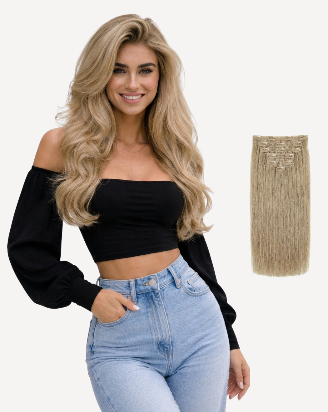 Extensii Clip-On Volum Mediu - Blond Opal 18 | BuenoBia