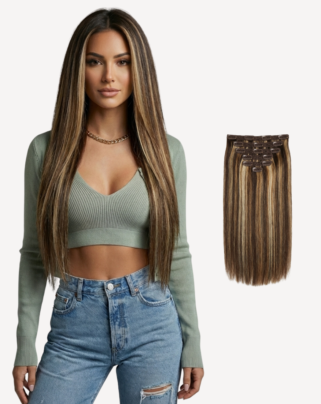Extensii Clip-On Volum Mediu - Balayage 2-4-1001 | BuenoBia