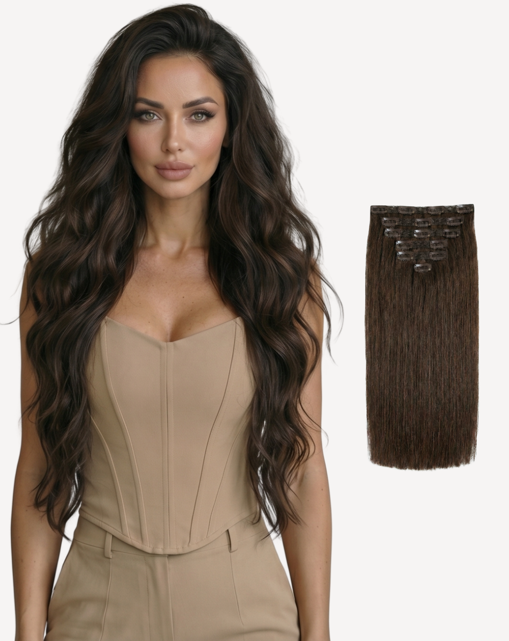 Extensii Clip On MegaVolum - Șaten Închis 2 | BuenoBia