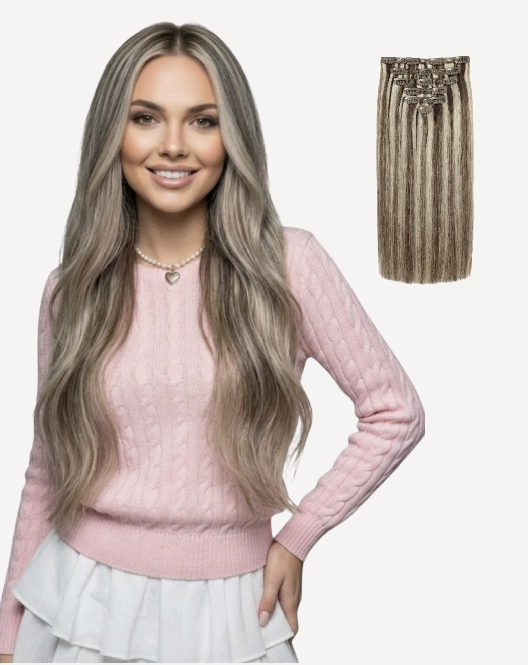 Extensii Clip On Volum Simplu - Balayage 3-white gray | BuenoBia