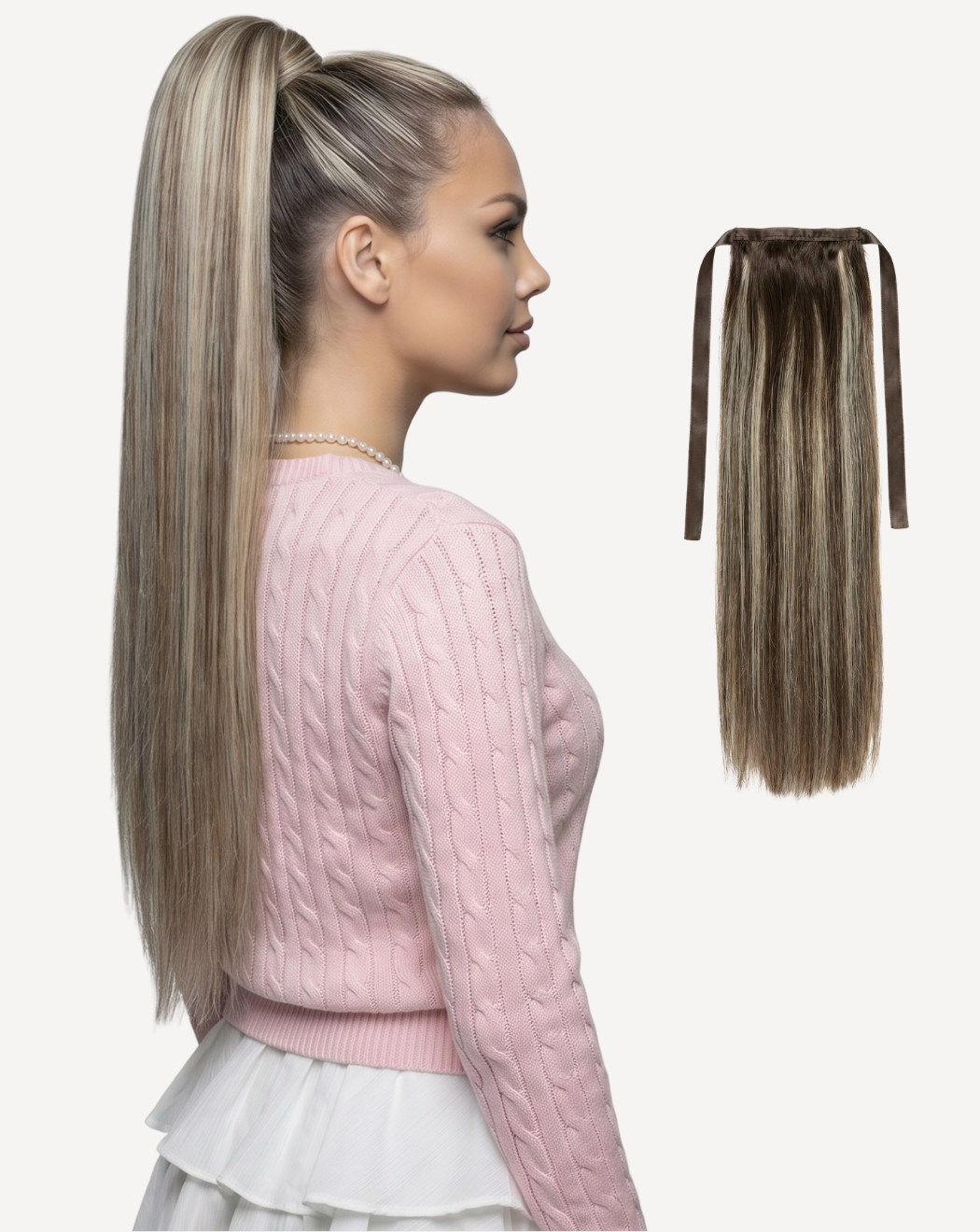 Extensii Coadă MegaVolum - Balayage 3-WHITE GRAY | BuenoBia