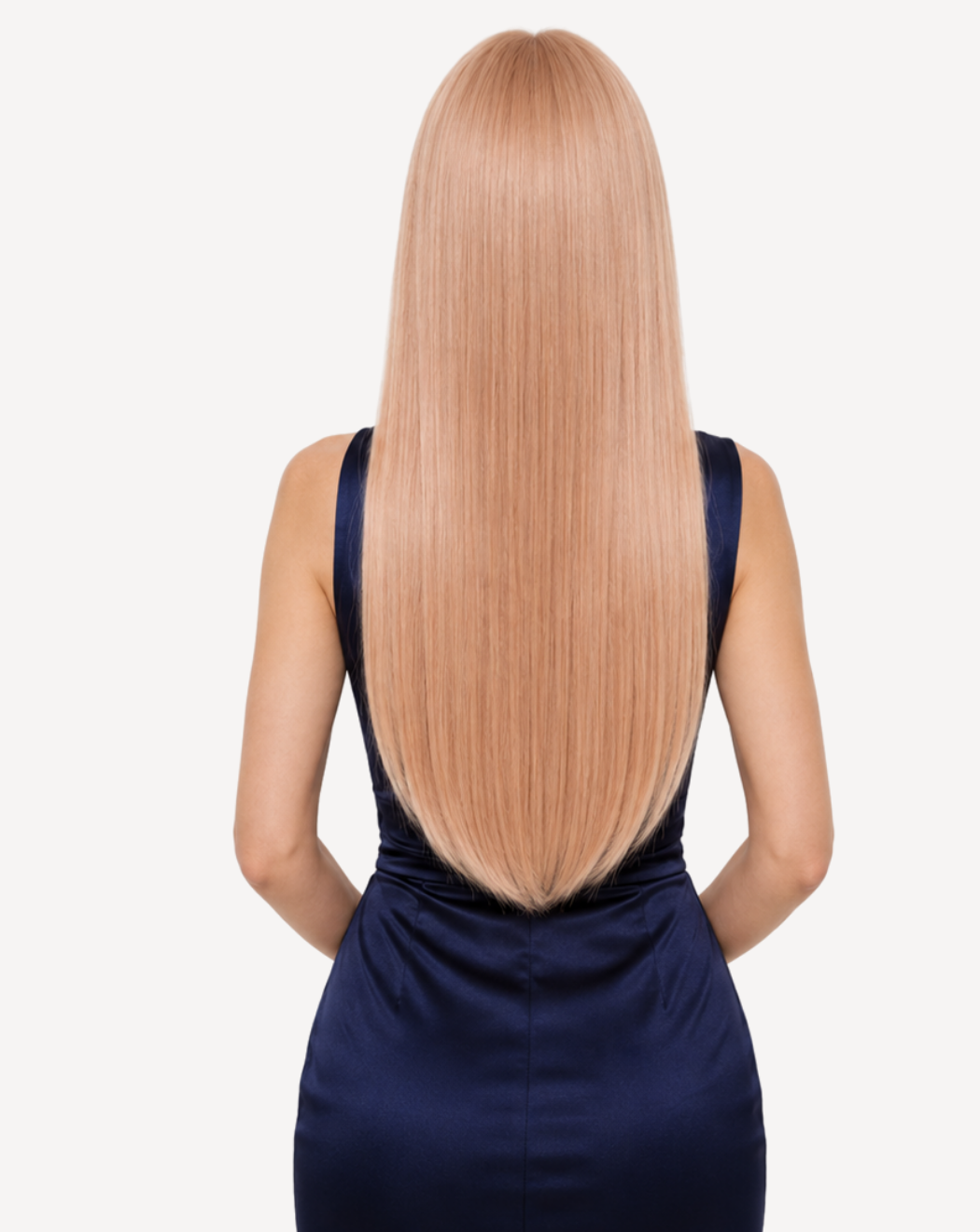 Perucă profesională Front Lace - Păr Natural, Blond Roz Pudrat, 70 cm | BuenoBia