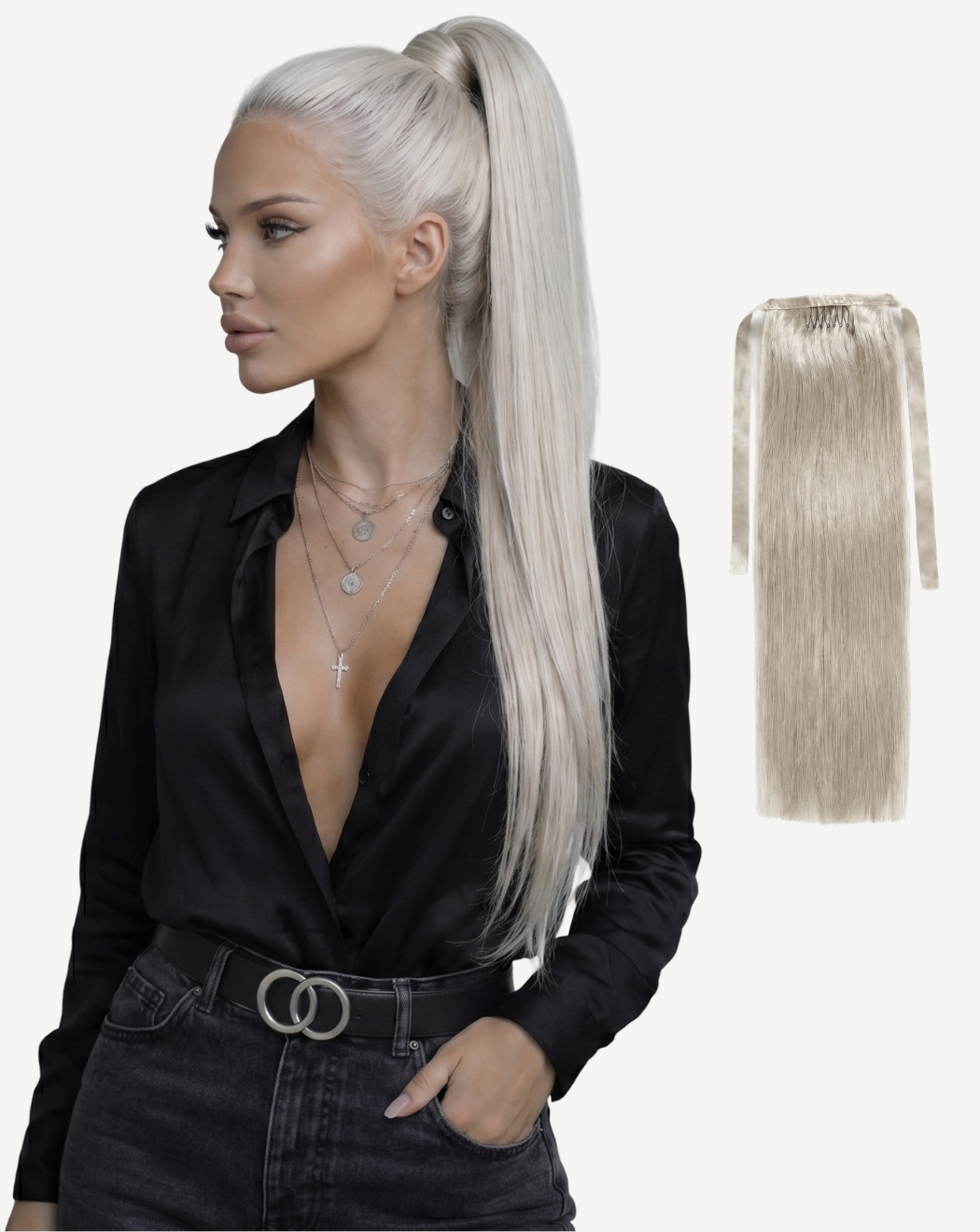 Extensii Coadă Volum Mediu - Blond Gray | BuenoBia