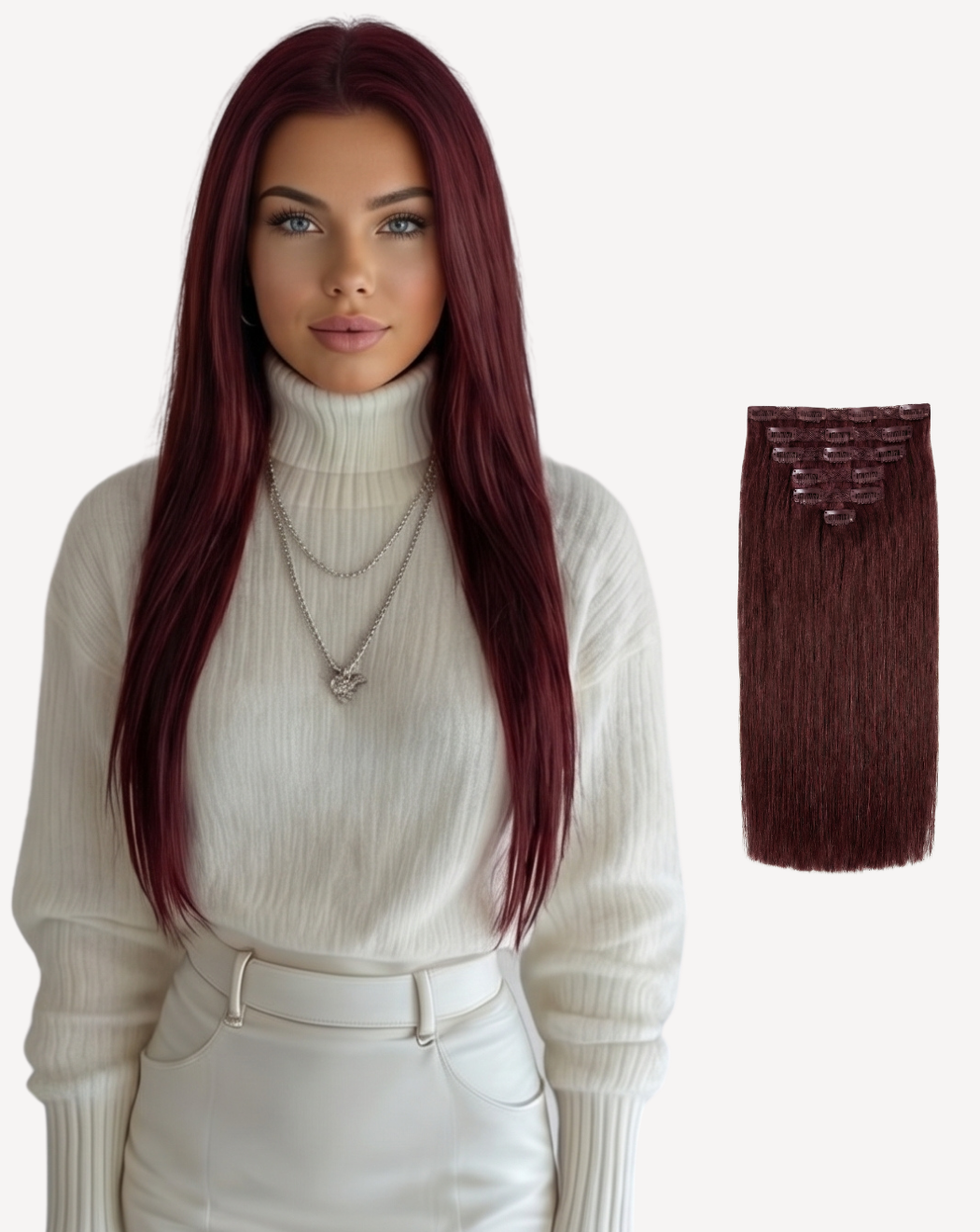Extensii Clip On Volum Simplu - Roșcat Vișiniu j99 | BuenoBia