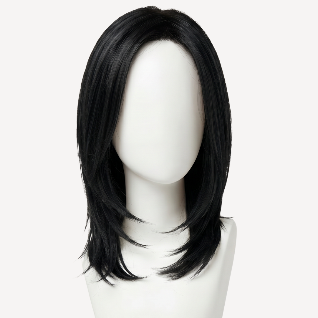 Perucă Păr Natural  Jade -Negru Intens 1  | BuenoBia