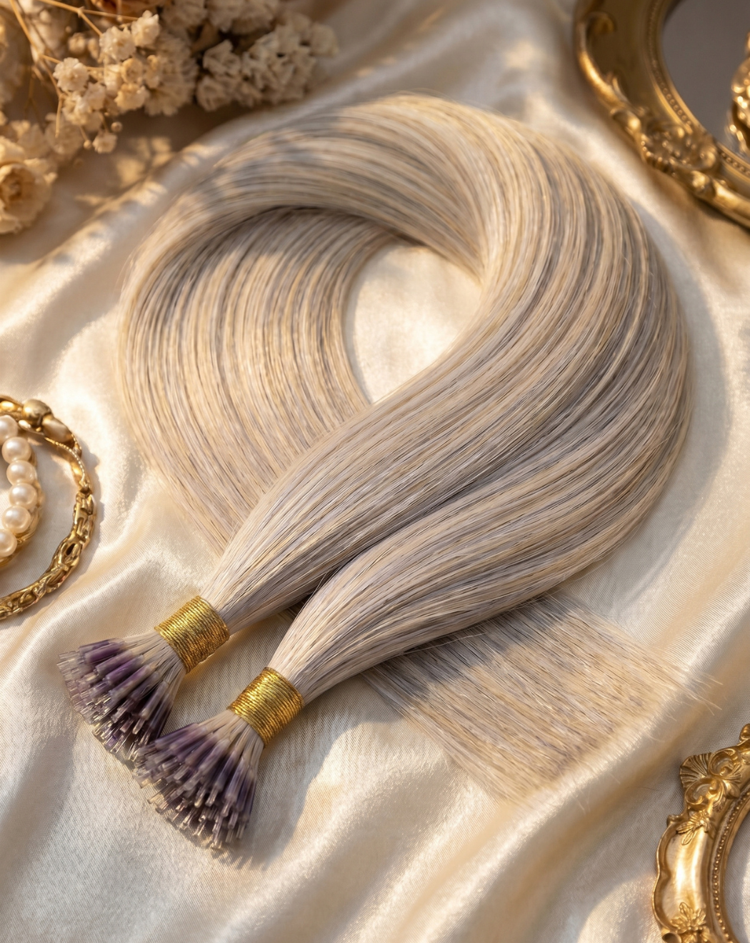 Extensii cu Nanoring din Păr Natural – Balayage 1001 - gray | BuenoBia