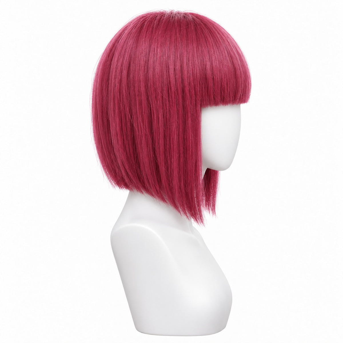 Perucă Party Roz Zmeură – păr natural, din profil, pe manechin | BuenoBia