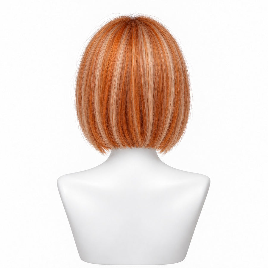 Perucă Păr Natural Party - Arămiu cu Șuvițe Blonde