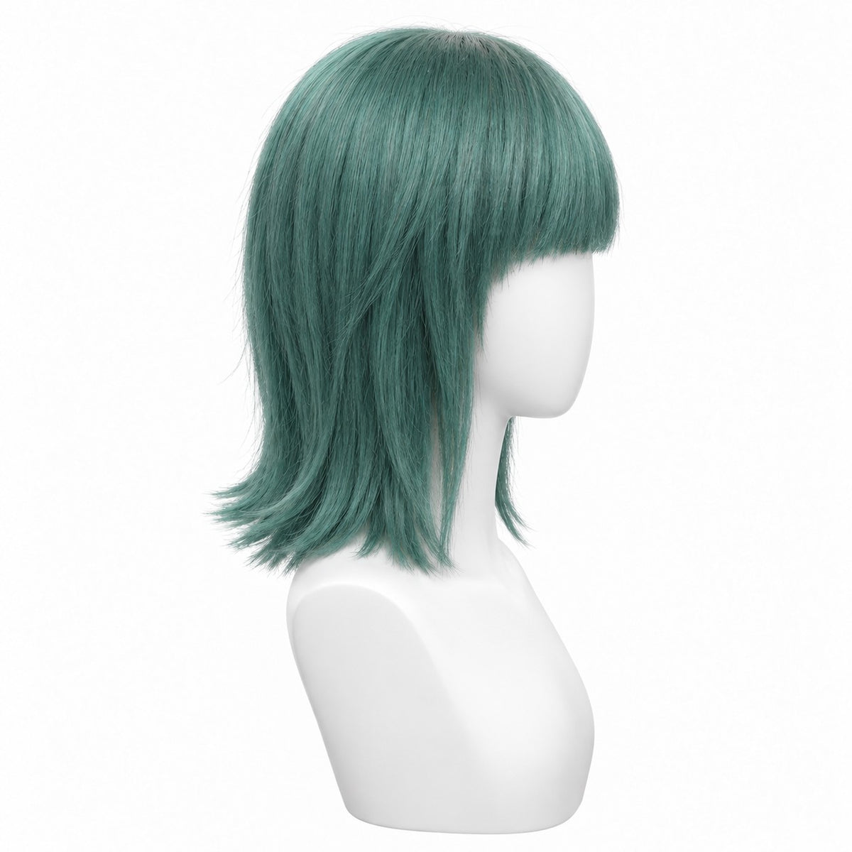 Perucă Party Verde Deschis – păr natural, din profil, pe manechin | BuenoBia
